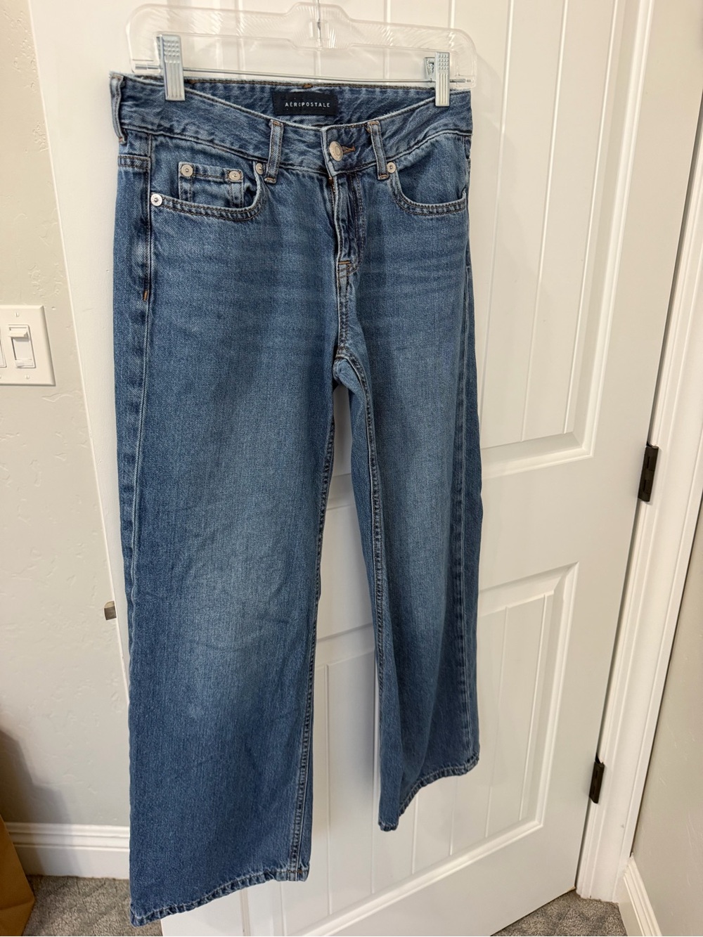 Aeropostale Medium Blue Wide-Leg Denim Jeans 000 short